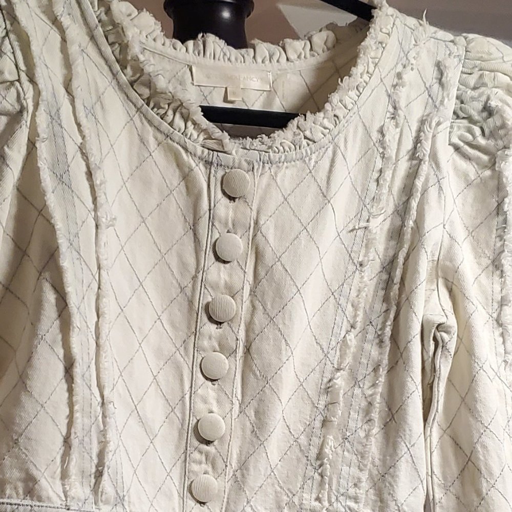 LoveShackFancy Elmont Denim Jacket Small/Medium - Picture 3 of 14